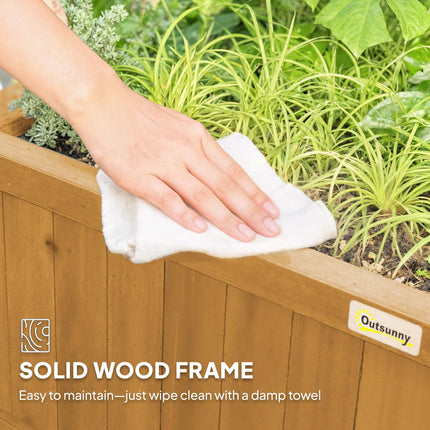 Raised Bed with Drainage Holes, Wood Planter with Trellis for Climbing Plants to