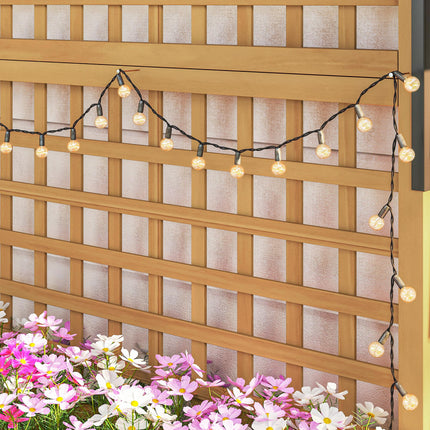 Raised Bed with Drainage Holes, Wood Planter with Trellis for Climbing Plants to