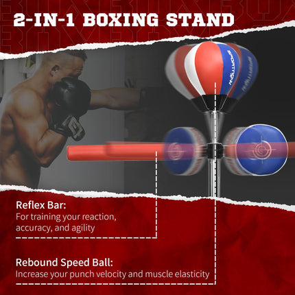 Adjustable Speed Boxing Bag with Reflex Bar and Punching Pad - Multicoloured