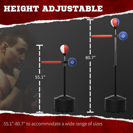 Adjustable Speed Boxing Bag with Reflex Bar and Punching Pad - Multicoloured