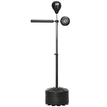 Height Adjustable Free Standing Speed Bag with Reflex Bar, Punching Pad & Suction Cup Base - Black