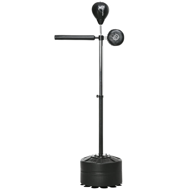 Height Adjustable Free Standing Speed Bag with Reflex Bar, Punching Pad & Suction Cup Base - Black
