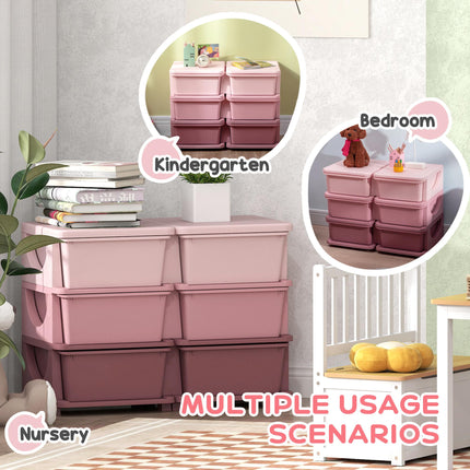 Kids Storage Unit 6-Drawer 3-Tier Toy Organizer Vertical Dresser Tower - Pink