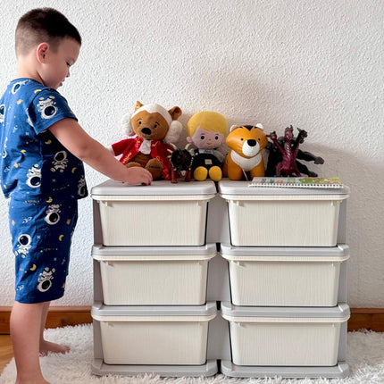 Kids Storage Unit with 6 Drawers 3-Tier Toy Organizer Vertical Dresser Tower - Cream
