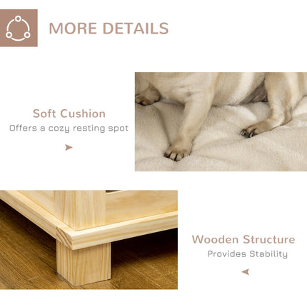 Wooden Medium Dog Crate with Double Doors and Cushion - Natural Finish