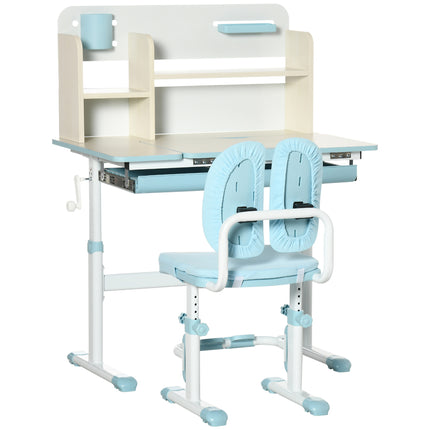 Adjustable Kids Desk and Chair Set with Storage for Ages 3-12 - Blue