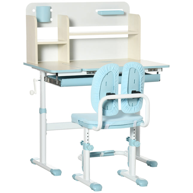 Adjustable Kids Desk and Chair Set with Storage for Ages 3-12 - Blue