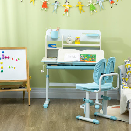Adjustable Kids Desk and Chair Set with Storage for Ages 3-12 - Blue