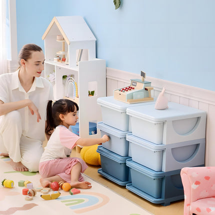 6 Drawer Kids Storage Unit with Durable PP Material - Blue