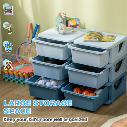 6 Drawer Kids Storage Unit with Durable PP Material - Blue