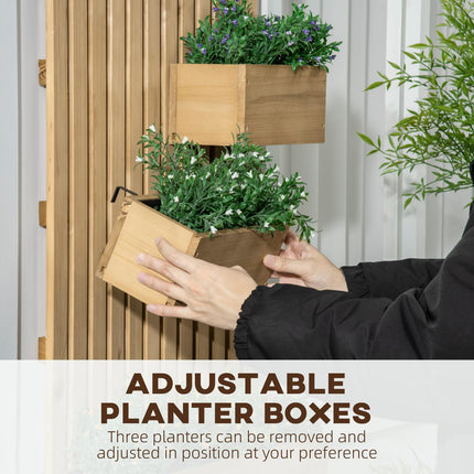 3 Piece Wall-Mounted Wooden Garden Planters with Trellis - Natural