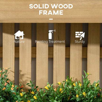 3 Piece Wall-Mounted Wooden Garden Planters with Trellis - Natural