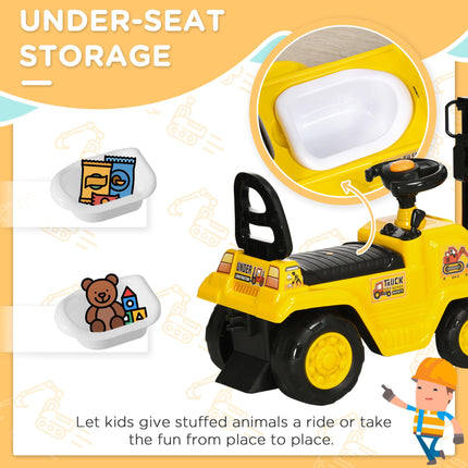 Kids Ride-On Forklift Truck with Fork, Tray, Under Seat Storage & Treaded Wheels - Yellow and Black