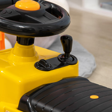 Kids Ride-On Forklift Truck with Fork, Tray, Under Seat Storage & Treaded Wheels - Yellow and Black
