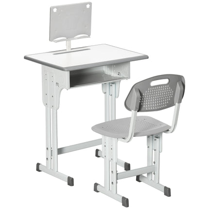 Adjustable Kids Desk and Chair Set with Storage Drawer - Grey