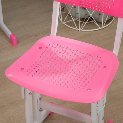 Adjustable 2 Piece Kids Desk and Chair Set with Storage - Pink