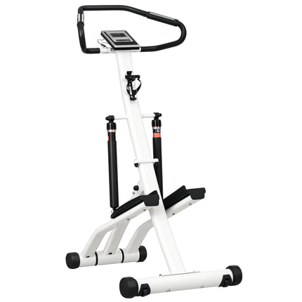 Stepper Machine for Home, Foldable Stair Stepper with 12-Level Hydraulic Resistance, Stair Climber with LCD Monitor, Heart Rate Sensor and Drink Holder, White and Black