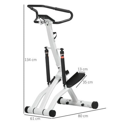 Stepper Machine for Home, Foldable Stair Stepper with 12-Level Hydraulic Resistance, Stair Climber with LCD Monitor, Heart Rate Sensor and Drink Holder, White and Black