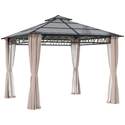 3 Piece Outdoor Polycarbonate Gazebo Set 300x300cm with Steel Frame - Grey