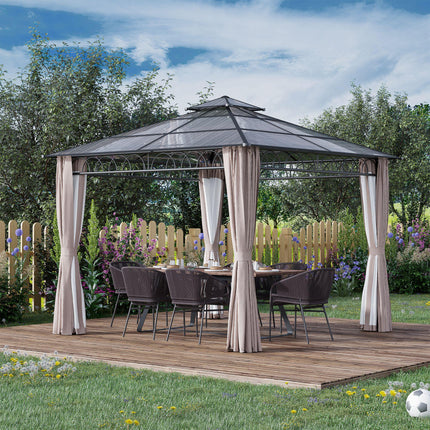 3 Piece Outdoor Polycarbonate Gazebo Set 300x300cm with Steel Frame - Grey