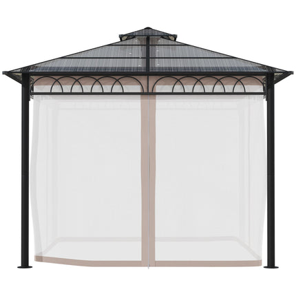 3 Piece Outdoor Polycarbonate Gazebo Set 300x300cm with Steel Frame - Grey
