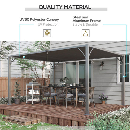 4 x 3m Outdoor Aluminium Pergola with Retractable Louvered Roof for Garden Patio - Grey