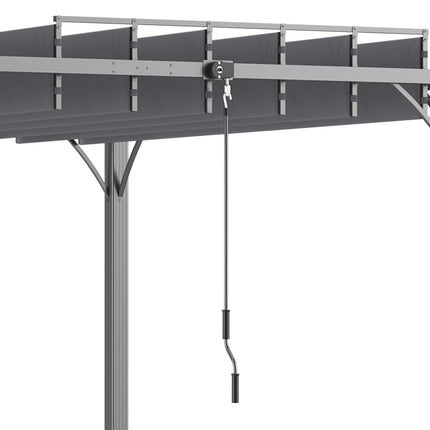 4 x 3m Outdoor Aluminium Pergola with Retractable Louvered Roof for Garden Patio - Grey