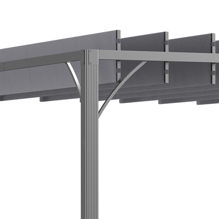 4 x 3m Outdoor Aluminium Pergola with Retractable Louvered Roof for Garden Patio - Grey