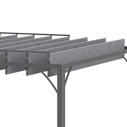4 x 3m Outdoor Aluminium Pergola with Retractable Louvered Roof for Garden Patio - Grey