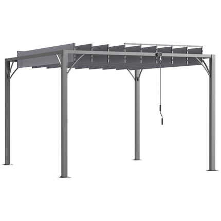 3 x 3 Metre Aluminium Outdoor Pergola with Retractable Roof - Grey