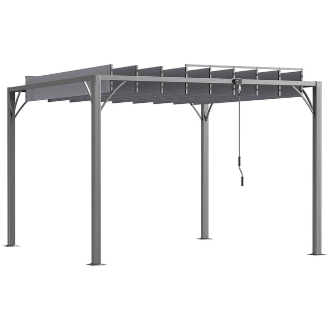 3 x 3 Metre Aluminium Outdoor Pergola with Retractable Roof - Grey