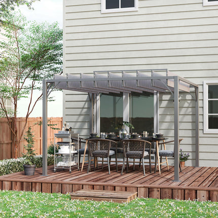 3 x 3 Metre Aluminium Outdoor Pergola with Retractable Roof - Grey