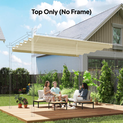 Retractable Pergola Shade Cover Replacement Canopy 3x3 Metres - Cream White