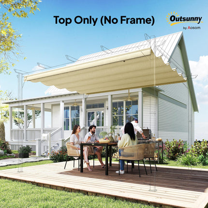 Retractable Pergola Shade Cover Replacement Canopy 3x3 Metres - Cream White