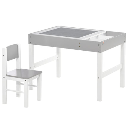 2 Piece Kids Table and Chair Set with Storage Space - Grey