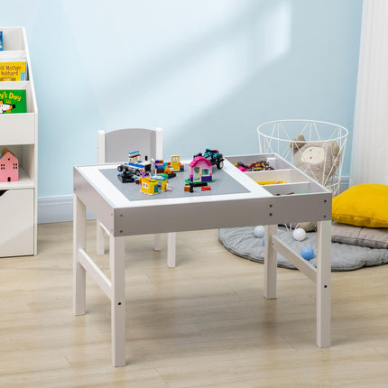 2 Piece Kids Table and Chair Set with Storage Space - Grey