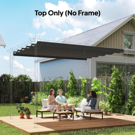 Retractable Pergola Shade Cover Replacement Canopy for 4x3m Pergola - Dark Grey