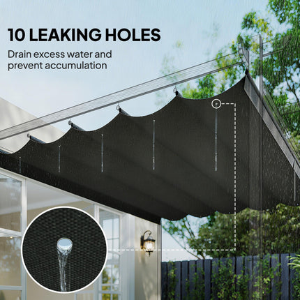 Retractable Pergola Shade Cover Replacement Canopy for 4x3m Pergola - Dark Grey