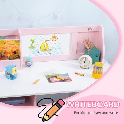 2 Piece Kids Table and Chair Set with Whiteboard - Pink
