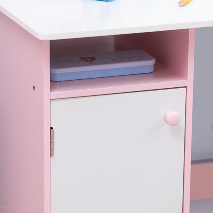 2 Piece Kids Table and Chair Set with Whiteboard - Pink