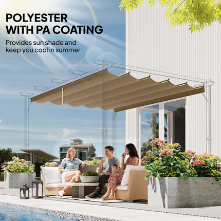 Replacement Canopy Fabric for 3x3 Metre Pergola - Tan Polyester Shade Cover