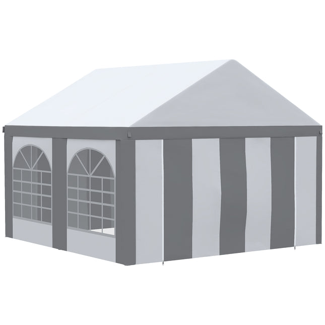 4 x 4m Galvanised Steel Party Tent with Sides & Windows - White