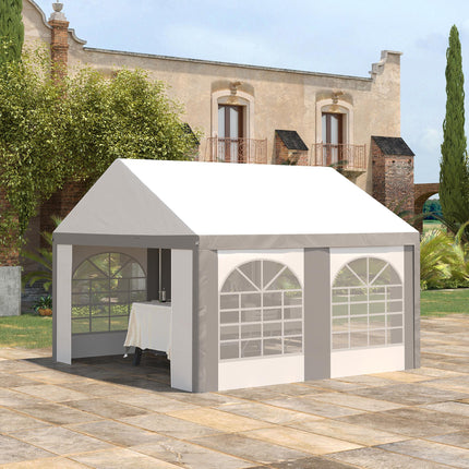 4 x 4m Galvanised Steel Party Tent with Sides & Windows - White