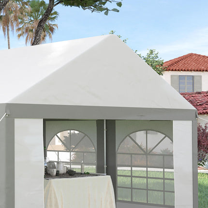 4 x 4m Galvanised Steel Party Tent with Sides & Windows - White