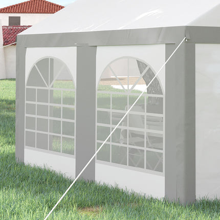 4 x 4m Galvanised Steel Party Tent with Sides & Windows - White