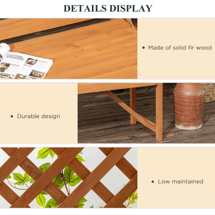 Natural Wooden Garden Arbour Bench with Trellis and Seat - Brown