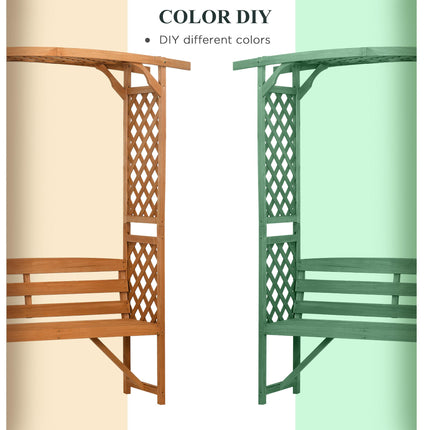 Natural Wooden Garden Arbour Bench with Trellis and Seat - Brown