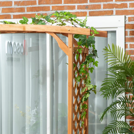 Natural Wooden Garden Arbour Bench with Trellis and Seat - Brown