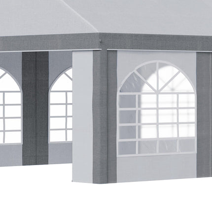 8 x 4m Galvanised Party Tent with Sides and Windows - White and Grey