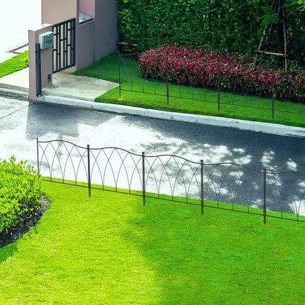Set of 5 Rustproof Metal Garden Fence Panels 305x62 cm - Black